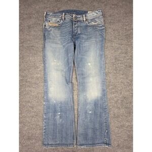 Diesel Zathan Bootcut Jeans Men's 34 x 32 Blue Distressed Made Italy